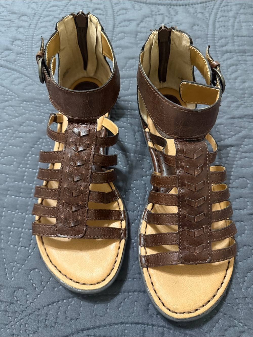 boc Brown Strappy Gladiator Sandals with Ankle Buckle